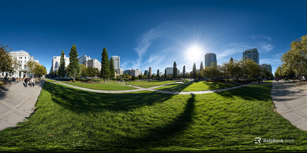 Modern Outdoor Lawn Blue Sky White Clouds HDR texture
