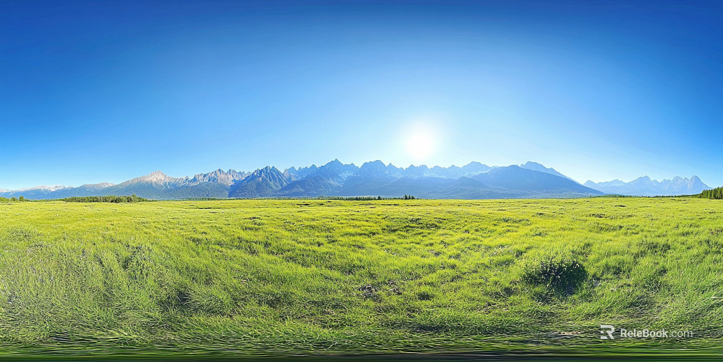 Blue Sky White Clouds Lawn Hillside HDR texture