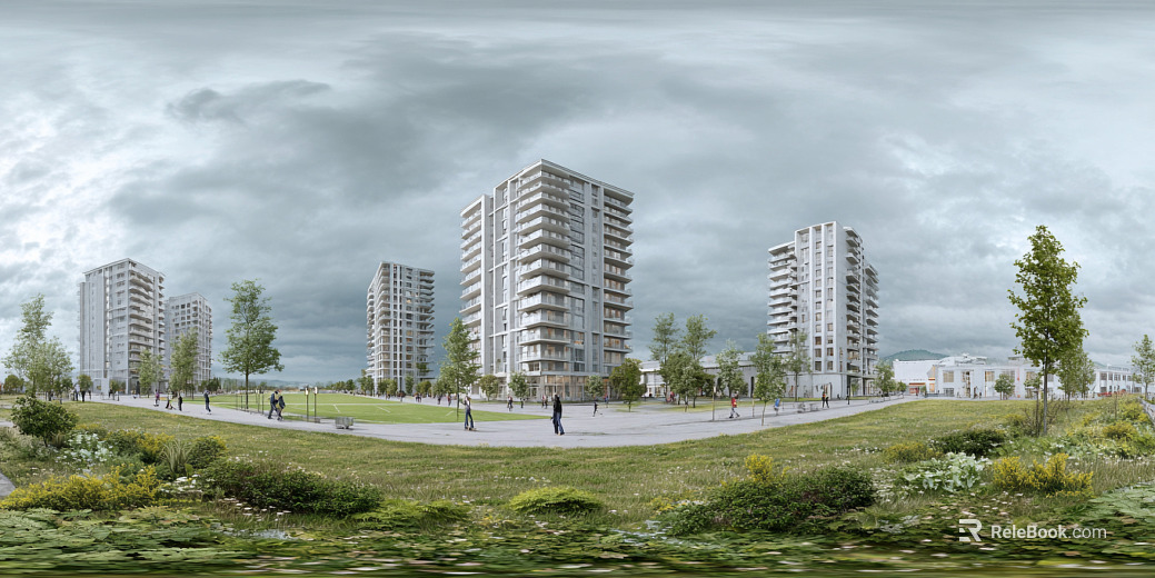 Clean atmosphere community green space panorama texture