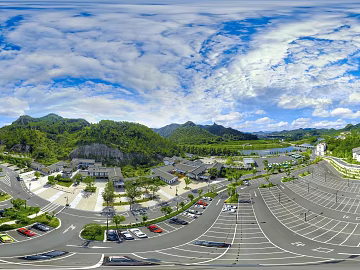 Outdoor Parking Lot Blue Sky Cloudy Sunny Day HDR texture (ID:ffach934366)