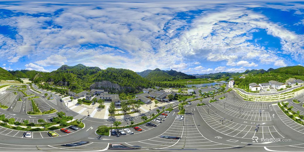 Outdoor Parking Lot Blue Sky Cloudy Sunny Day HDR texture