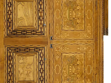Vintage yellow-brown wood panel door decoration texture (ID:ffaeh784744)