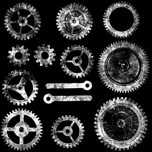 Silver gray old metal gear mechanical components texture