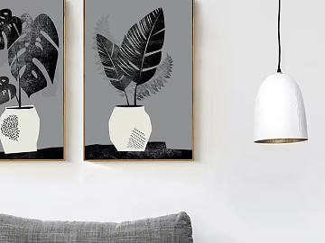 Black and White Grey Plant Decorative Painting Living Room Hanging Painting texture (ID:ffaeh551039)
