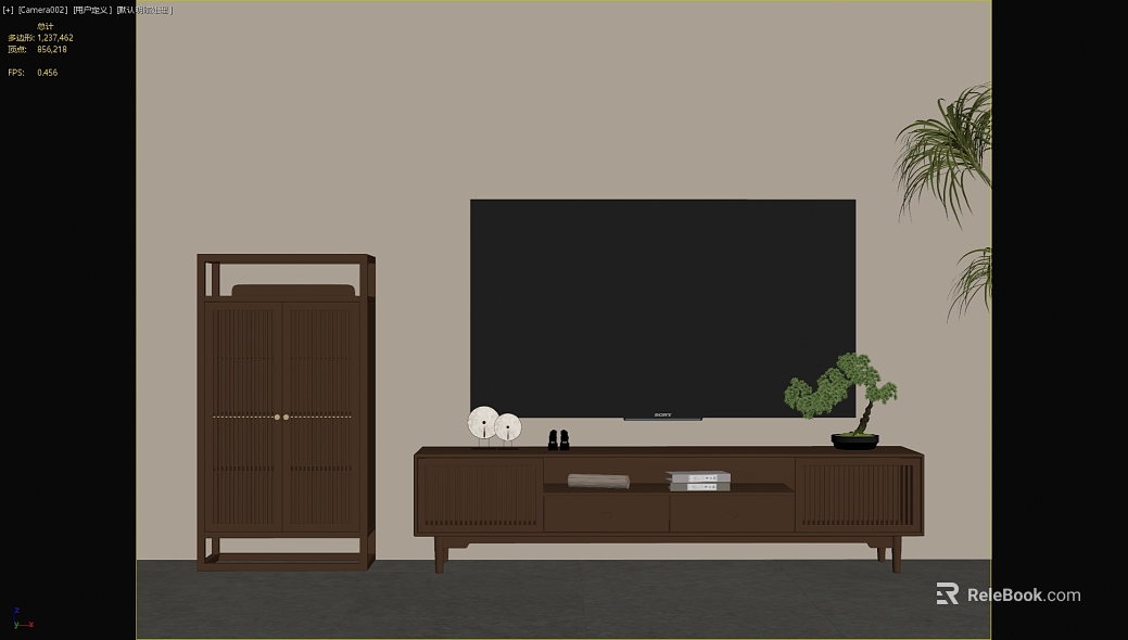 New Chinese Deep Walnut TV Cabinet Locker texture