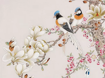 Chinese flower and bird painting texture (ID:ffach995656)