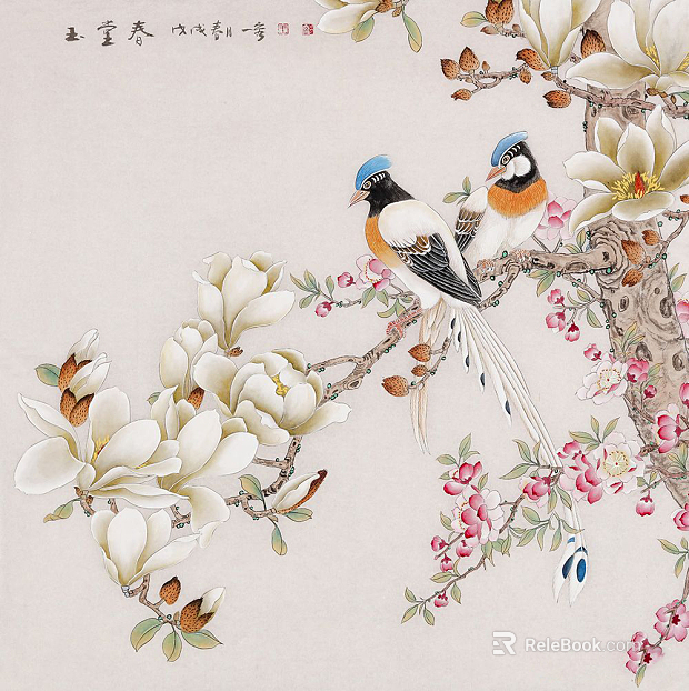 Chinese flower and bird painting texture