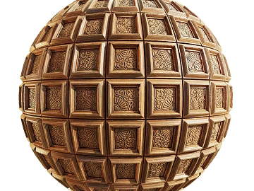 Patterned Wooden Wall PBR texture (ID:ffach284964)