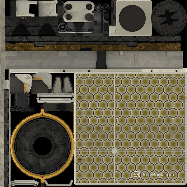 Industrial wind gray yellow hexagonal tile texture