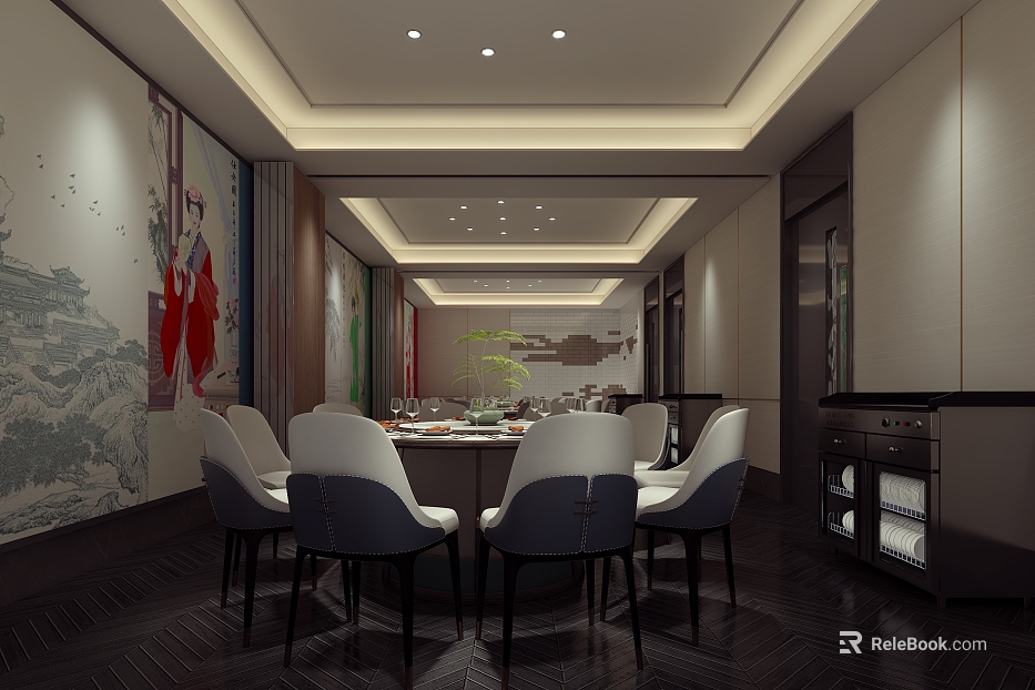 New Chinese-style dark wood floor restaurant floor texture