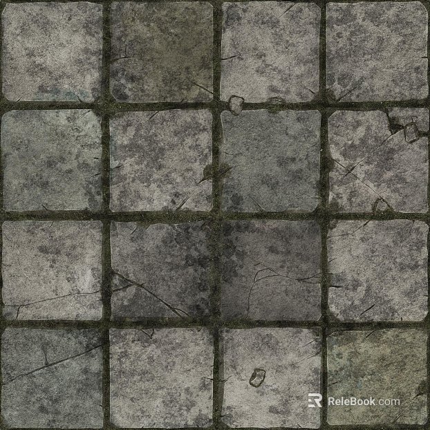 Green Grey Antique Tile Courtyard Floor Tile texture