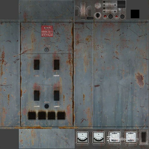 Industrial wind gray blue old metal distribution panel texture