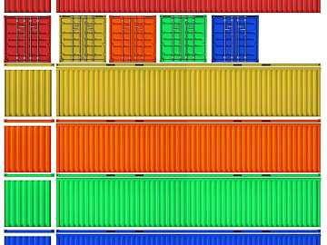 Multi-color container industrial transport components 3d model