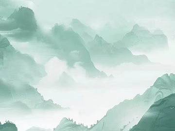 New Chinese-style teal landscape decorative painting texture (ID:ffaeh776176)