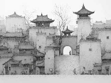 Scene Illustration of Chinese Ancient Architecture texture (ID:ffaeh687689)