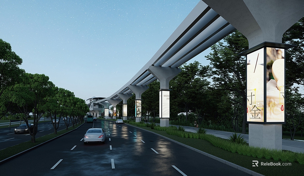Urban Night Elevated Road Exterior texture