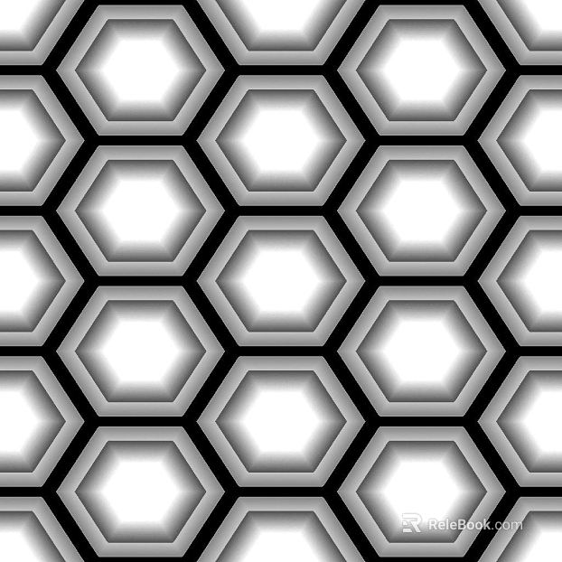 Black and white gray three-dimensional hexagonal brick wall tile texture