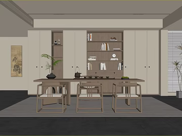 New Chinese Style Light Log Color Tea Room Space texture (ID:ffaeh427786)
