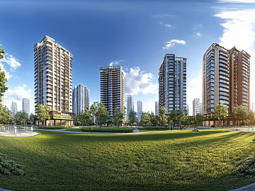 Clean Greenbelt City Panorama HDR texture (ID:ffach362950)