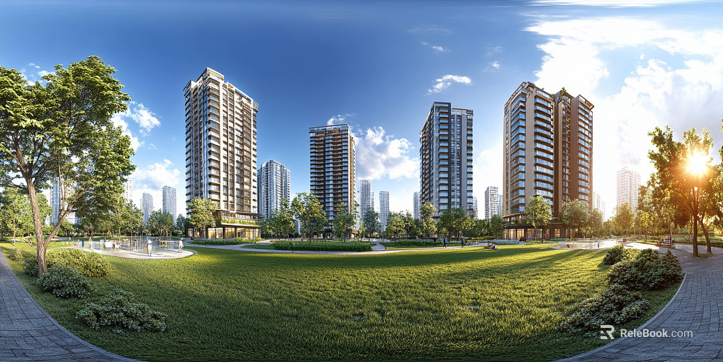 Clean Greenbelt City Panorama HDR texture