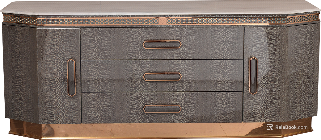 Light Luxury Dark Grey Leather TV Cabinet texture