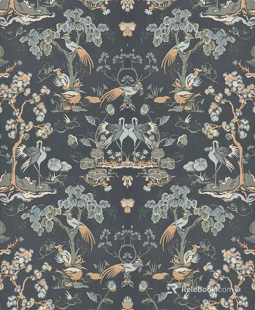 Chinese Style Flower and Bird Wallpaper Wall Cloth texture