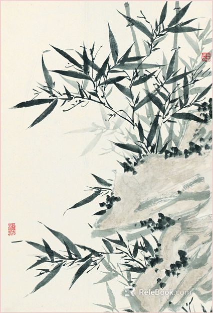 Ink and wash style carnation figure Chinese decorative painting texture