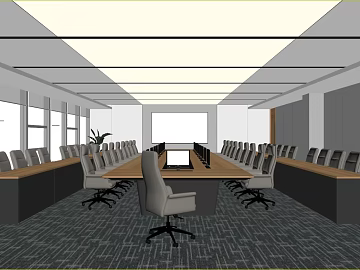 Dark Grey Geometric Pattern Carpet Meeting Room 3d model