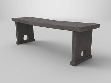 Dark gray retro style solid wood bench 3d model
