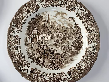 Retro Brown White English Country Porcelain Plate texture (ID:ffaeh442626)