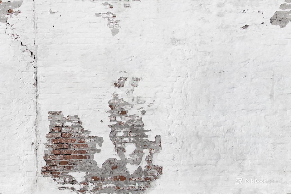 White dilapidated brick wall interior wall texture