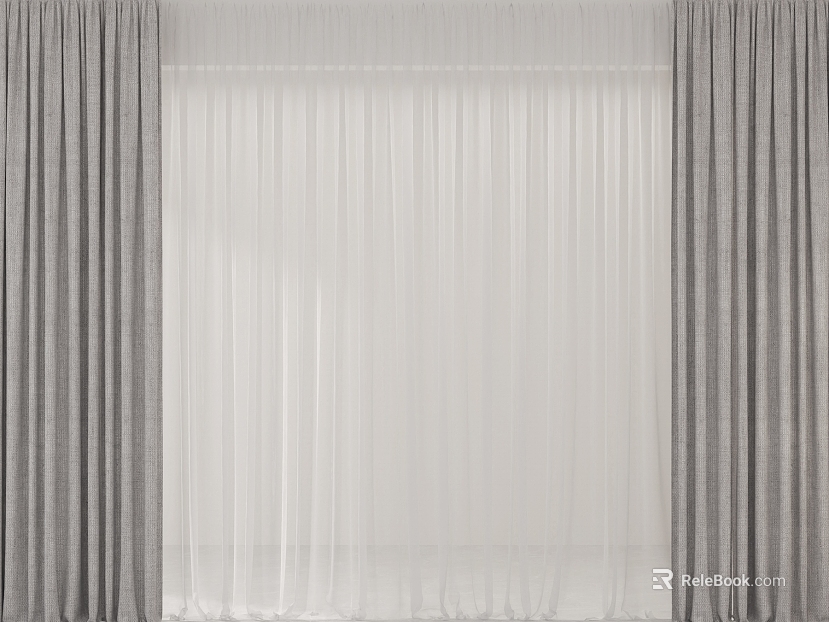 Grey-white double-layer fabric curtain bedroom curtain texture