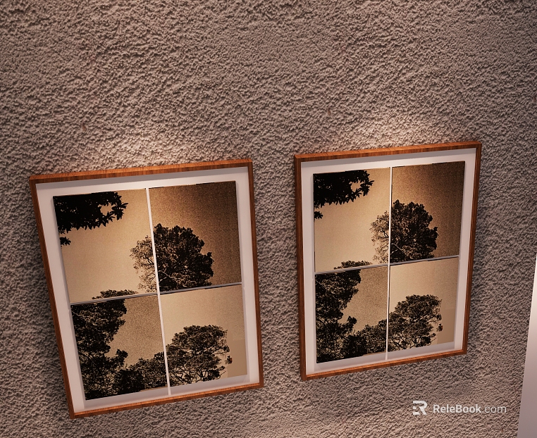 Retro Brown Tree Landscape Decorative Painting Living Room Hanging Painting texture