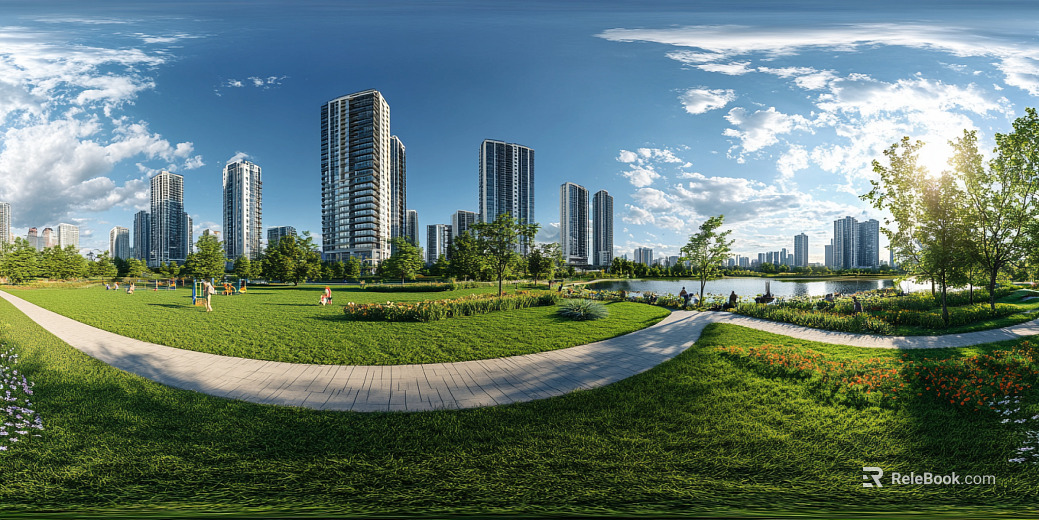 Modern Community Greening Water System Panoramic HDR texture