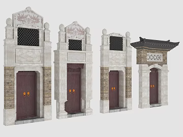 Chinese-style gray-brown stone wooden door ancient built door head texture (ID:ffaeh109741)