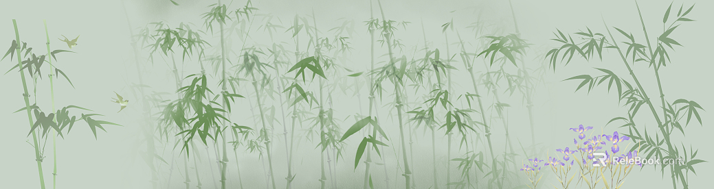 Bamboo drawn film background silhouette flower texture
