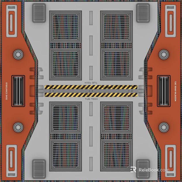 Industrial Wind Orange Grey Metal Hatch Door Sci-Fi Scene texture