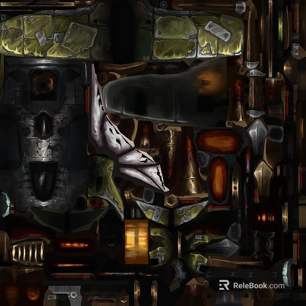Dark gray old metal mechanical parts map texture