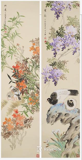 flower-and-bird painting texture