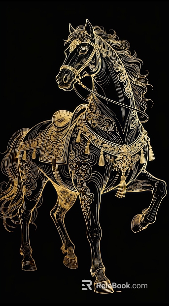 Decorative painting, animal painting, horse texture