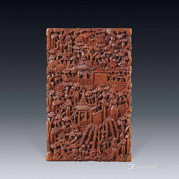 Red-brown wood carved decorative ornaments texture