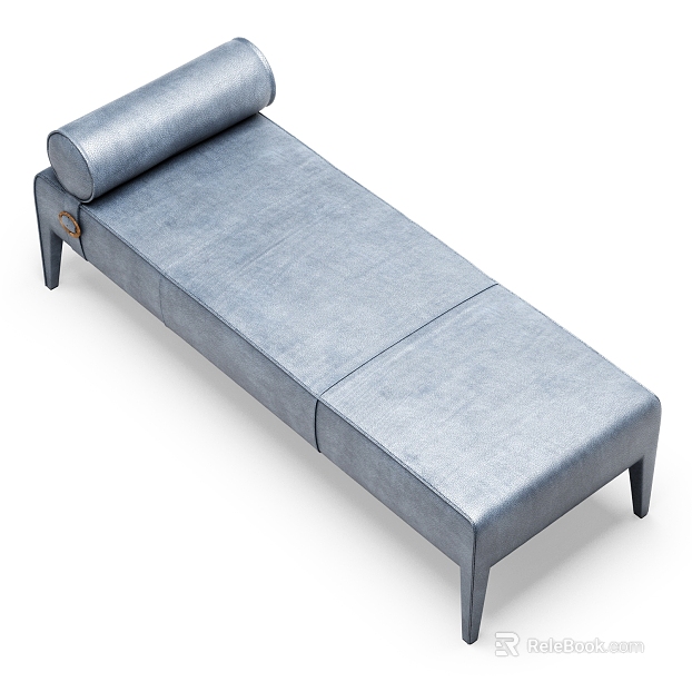 Gray Blue Fine Grain Leather Bedroom Bed End Stool texture
