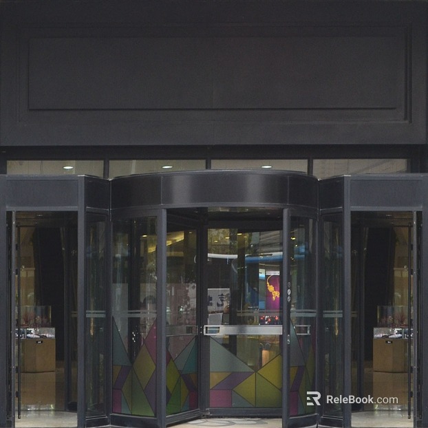 Colorful Geometric Glass Door Shop Entrance texture
