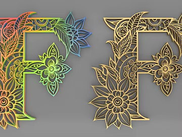 Colorful log wind carved letter decoration 3d model
