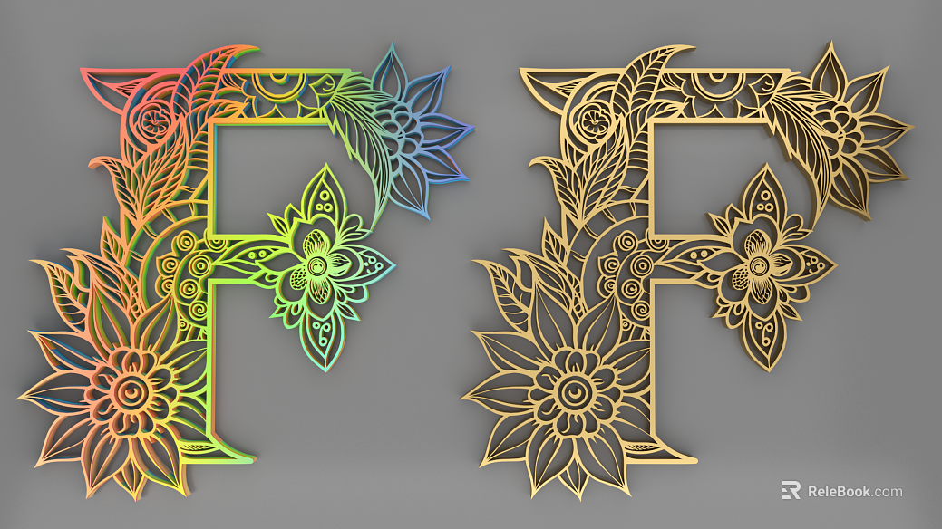 Colorful log wind carved letter decoration texture