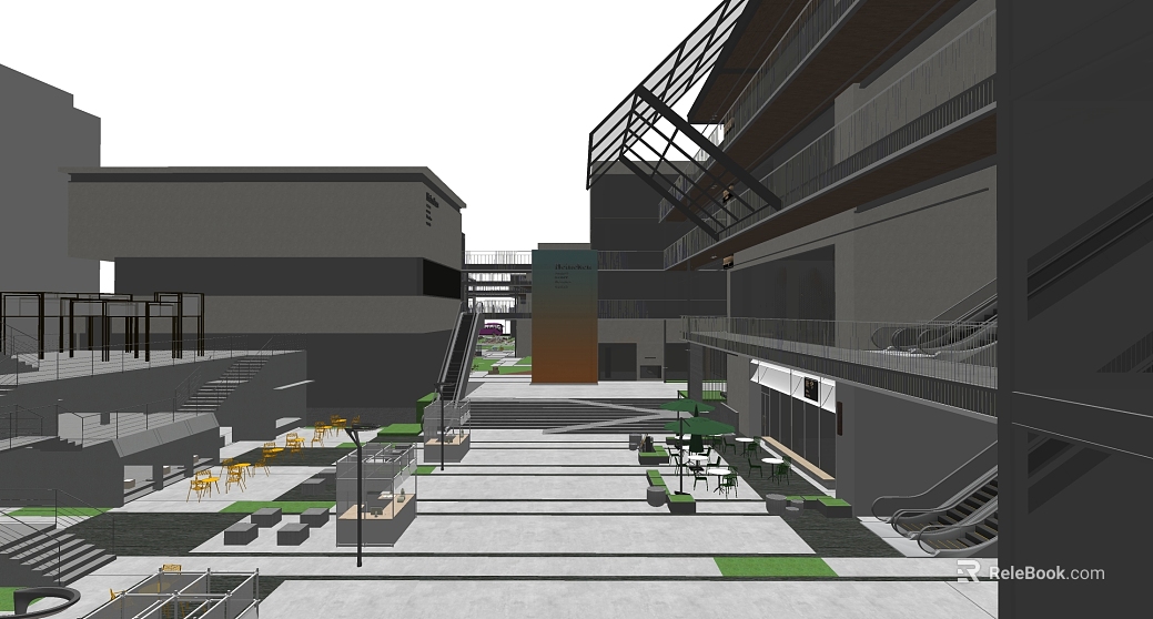 Scene diagram of modern gray commercial block texture