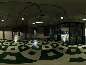 Modern Retro Prison Corridor HDR texture (ID:ffach370423)