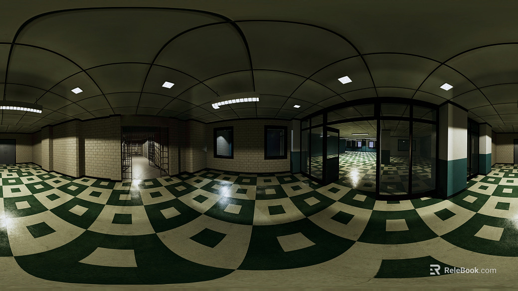 Modern Retro Prison Corridor HDR texture