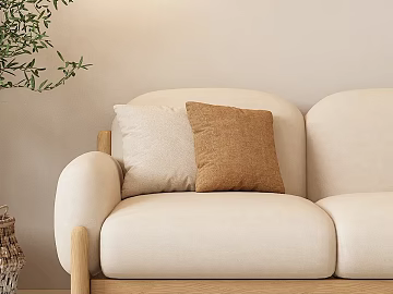 Wabi-sabi-style beige fabric sofa 3d model