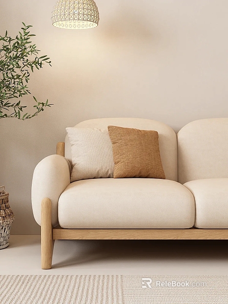 Wabi-sabi-style beige fabric sofa texture